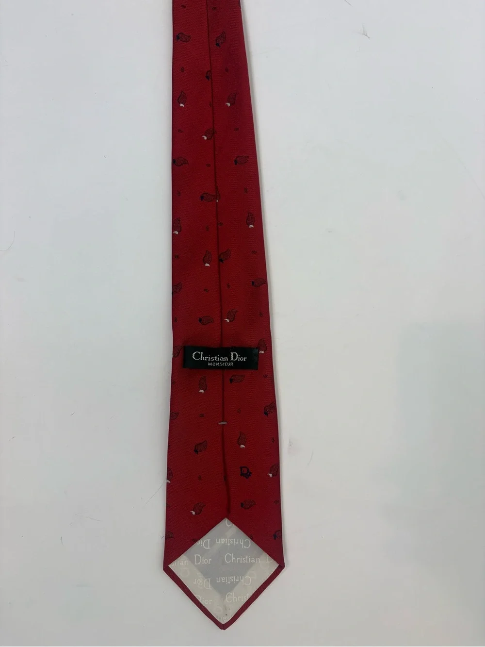 Vintage Christian Dior Monsieur Tie made in USA Silk Blend Red Chili Peppers